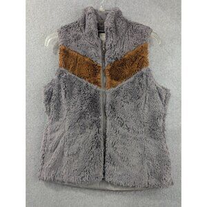 Patagonia Womens Zip Vest Size M Los Gatos Furry Gray With Brown Chevron Detail